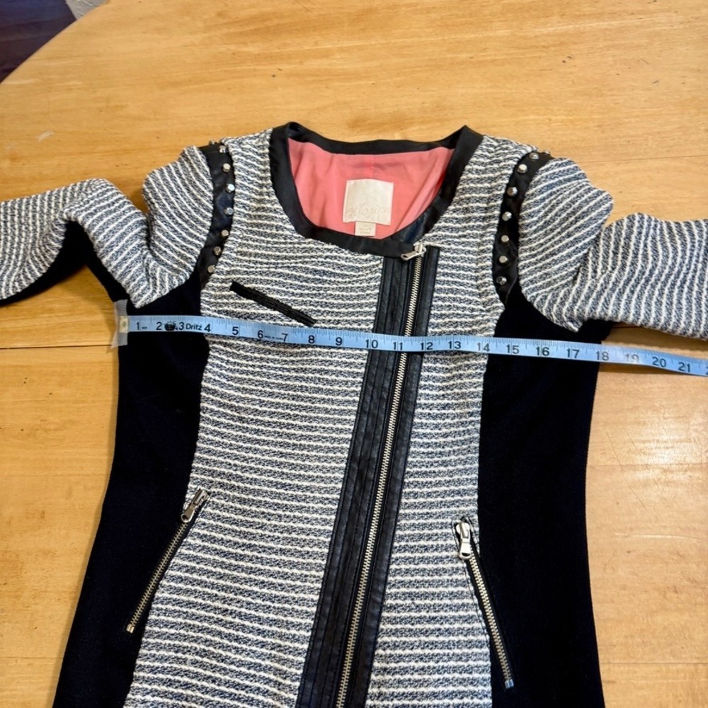 McGinn Andi Striped Studded Tweed Moto Blazer – Size Large – Style‎ ME1427J - Picture 10 of 12